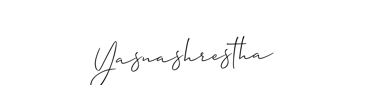 Design your own signature with our free online signature maker. With this signature software, you can create a handwritten (Allison_Script) signature for name Yasnashrestha. Yasnashrestha signature style 2 images and pictures png