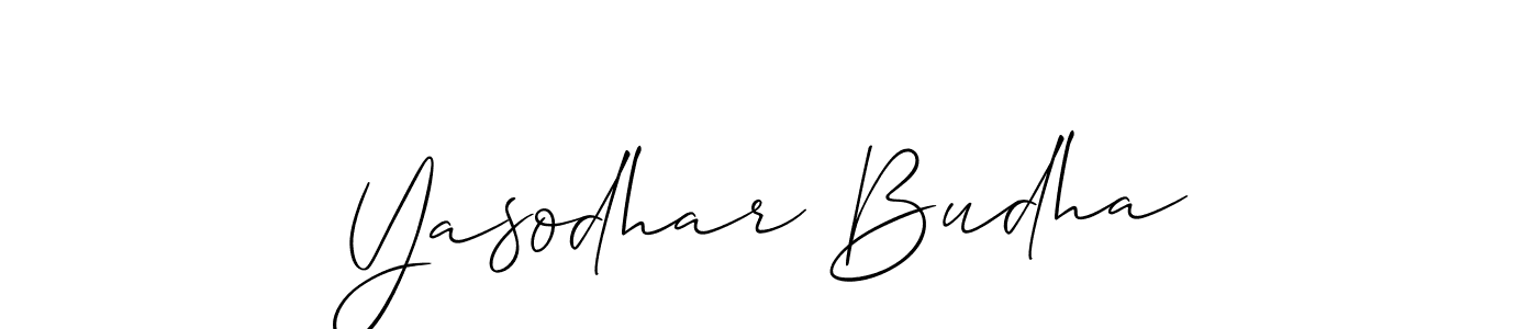 Allison_Script is a professional signature style that is perfect for those who want to add a touch of class to their signature. It is also a great choice for those who want to make their signature more unique. Get Yasodhar Budha name to fancy signature for free. Yasodhar Budha signature style 2 images and pictures png