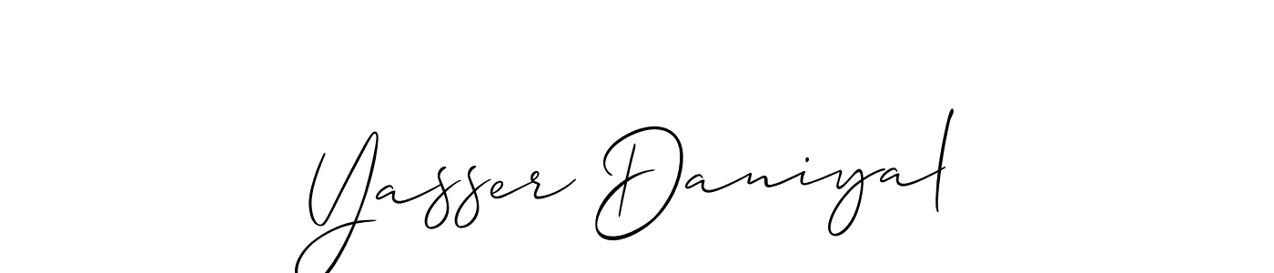 if you are searching for the best signature style for your name Yasser Daniyal. so please give up your signature search. here we have designed multiple signature styles  using Allison_Script. Yasser Daniyal signature style 2 images and pictures png