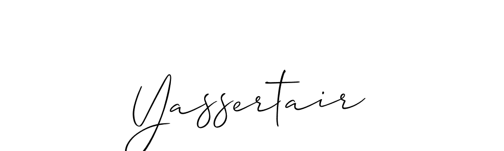 Use a signature maker to create a handwritten signature online. With this signature software, you can design (Allison_Script) your own signature for name Yassertair. Yassertair signature style 2 images and pictures png