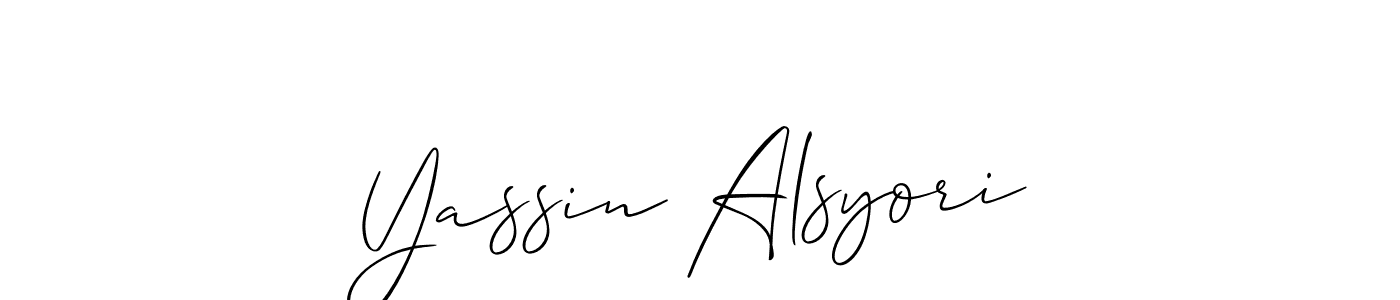 Make a beautiful signature design for name Yassin Alsyori. With this signature (Allison_Script) style, you can create a handwritten signature for free. Yassin Alsyori signature style 2 images and pictures png