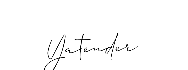 Make a beautiful signature design for name Yatender. With this signature (Allison_Script) style, you can create a handwritten signature for free. Yatender signature style 2 images and pictures png