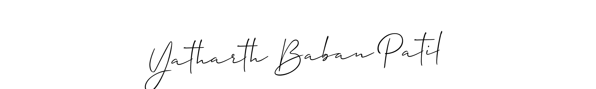 The best way (Allison_Script) to make a short signature is to pick only two or three words in your name. The name Yatharth Baban Patil include a total of six letters. For converting this name. Yatharth Baban Patil signature style 2 images and pictures png