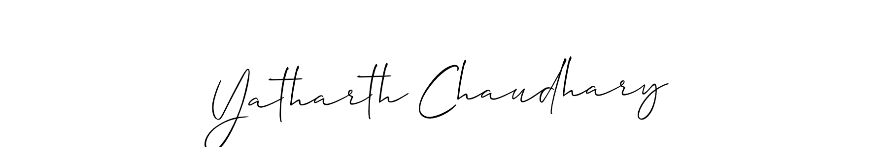 The best way (Allison_Script) to make a short signature is to pick only two or three words in your name. The name Yatharth Chaudhary include a total of six letters. For converting this name. Yatharth Chaudhary signature style 2 images and pictures png