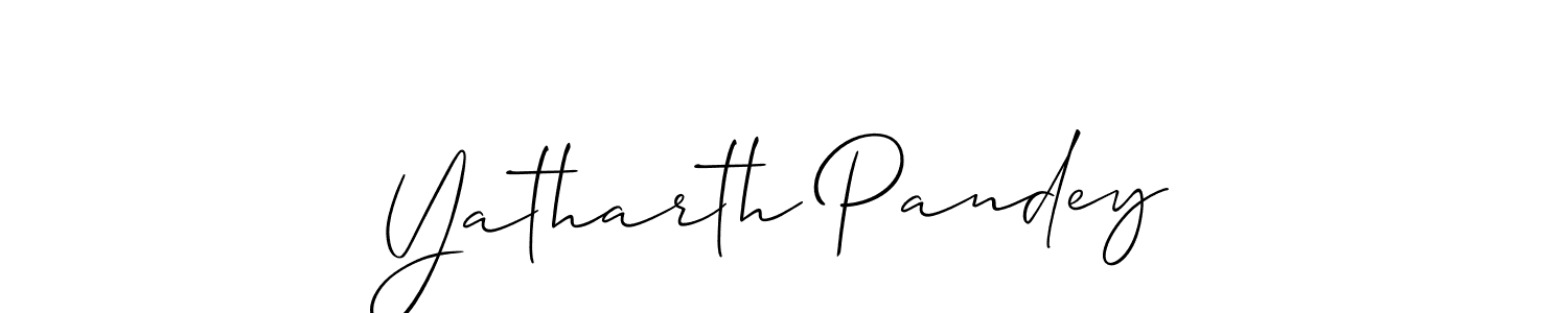 The best way (Allison_Script) to make a short signature is to pick only two or three words in your name. The name Yatharth Pandey include a total of six letters. For converting this name. Yatharth Pandey signature style 2 images and pictures png