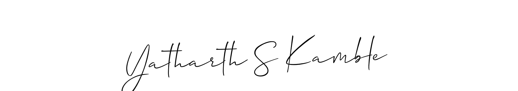 The best way (Allison_Script) to make a short signature is to pick only two or three words in your name. The name Yatharth S Kamble include a total of six letters. For converting this name. Yatharth S Kamble signature style 2 images and pictures png