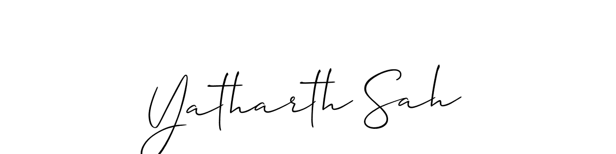 How to make Yatharth Sah name signature. Use Allison_Script style for creating short signs online. This is the latest handwritten sign. Yatharth Sah signature style 2 images and pictures png
