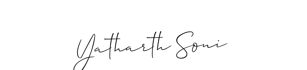 Also we have Yatharth Soni name is the best signature style. Create professional handwritten signature collection using Allison_Script autograph style. Yatharth Soni signature style 2 images and pictures png