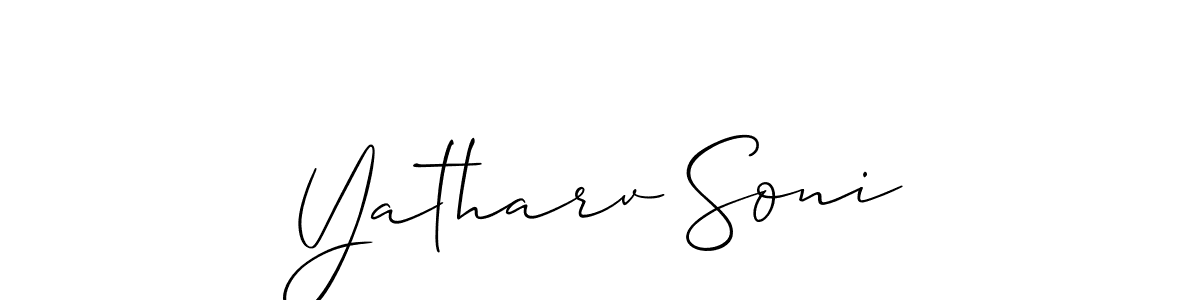 The best way (Allison_Script) to make a short signature is to pick only two or three words in your name. The name Yatharv Soni include a total of six letters. For converting this name. Yatharv Soni signature style 2 images and pictures png
