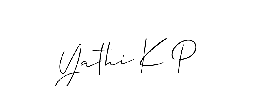 Also we have Yathi K P name is the best signature style. Create professional handwritten signature collection using Allison_Script autograph style. Yathi K P signature style 2 images and pictures png