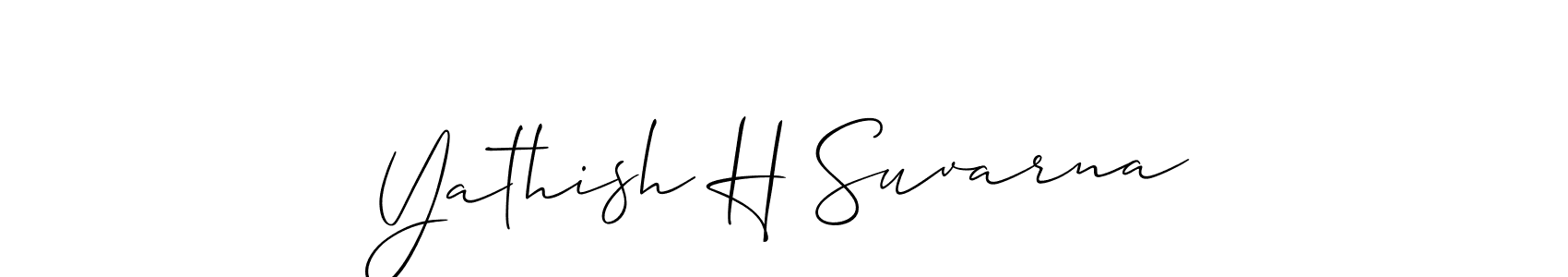 Allison_Script is a professional signature style that is perfect for those who want to add a touch of class to their signature. It is also a great choice for those who want to make their signature more unique. Get Yathish H Suvarna name to fancy signature for free. Yathish H Suvarna signature style 2 images and pictures png