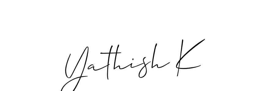 if you are searching for the best signature style for your name Yathish K. so please give up your signature search. here we have designed multiple signature styles  using Allison_Script. Yathish K signature style 2 images and pictures png