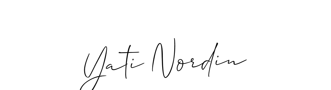 Allison_Script is a professional signature style that is perfect for those who want to add a touch of class to their signature. It is also a great choice for those who want to make their signature more unique. Get Yati Nordin name to fancy signature for free. Yati Nordin signature style 2 images and pictures png