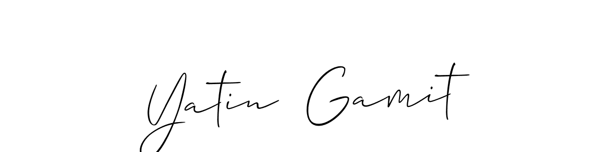 How to make Yatin  Gamit name signature. Use Allison_Script style for creating short signs online. This is the latest handwritten sign. Yatin  Gamit signature style 2 images and pictures png