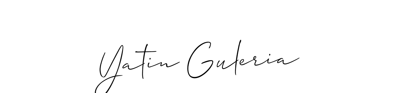 Make a short Yatin Guleria signature style. Manage your documents anywhere anytime using Allison_Script. Create and add eSignatures, submit forms, share and send files easily. Yatin Guleria signature style 2 images and pictures png