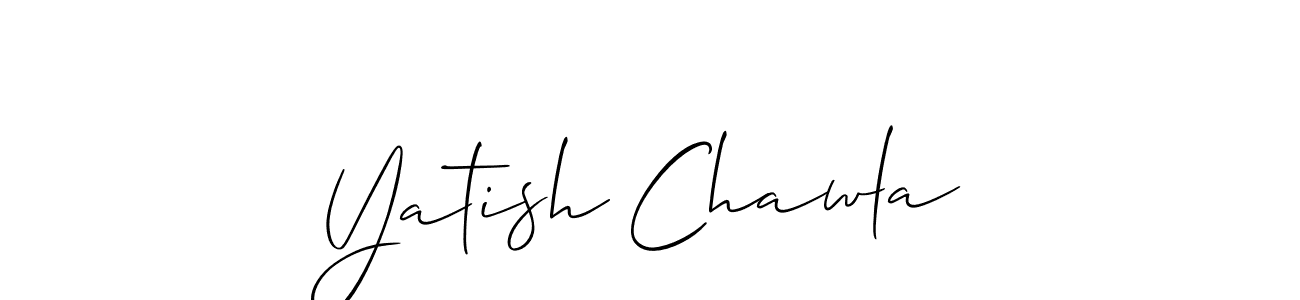 The best way (Allison_Script) to make a short signature is to pick only two or three words in your name. The name Yatish Chawla include a total of six letters. For converting this name. Yatish Chawla signature style 2 images and pictures png