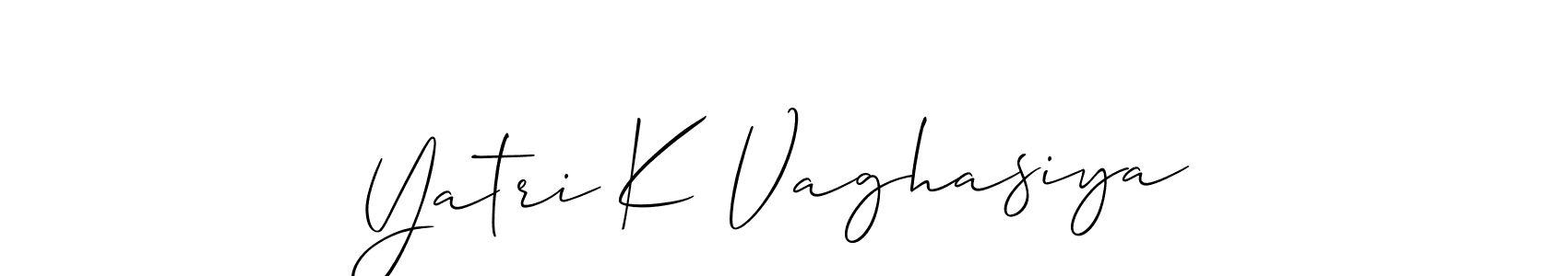 Create a beautiful signature design for name Yatri K Vaghasiya. With this signature (Allison_Script) fonts, you can make a handwritten signature for free. Yatri K Vaghasiya signature style 2 images and pictures png