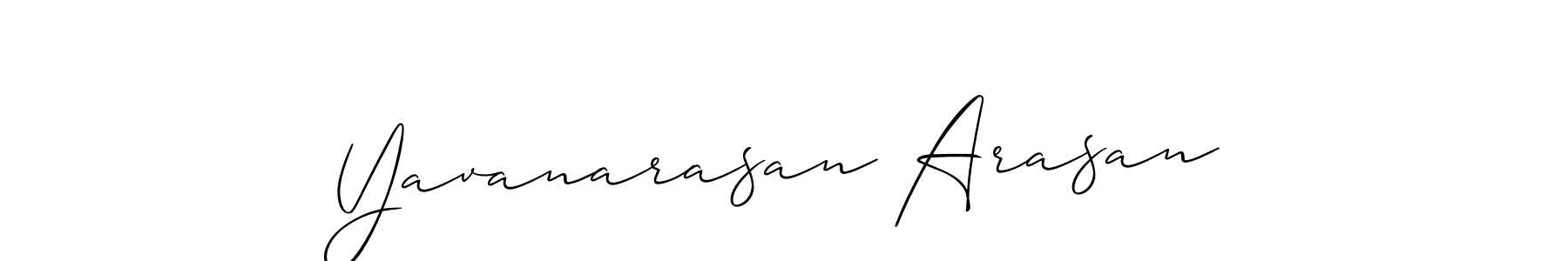 Also we have Yavanarasan Arasan name is the best signature style. Create professional handwritten signature collection using Allison_Script autograph style. Yavanarasan Arasan signature style 2 images and pictures png