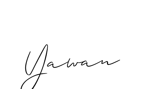 The best way (Allison_Script) to make a short signature is to pick only two or three words in your name. The name Yawan include a total of six letters. For converting this name. Yawan signature style 2 images and pictures png