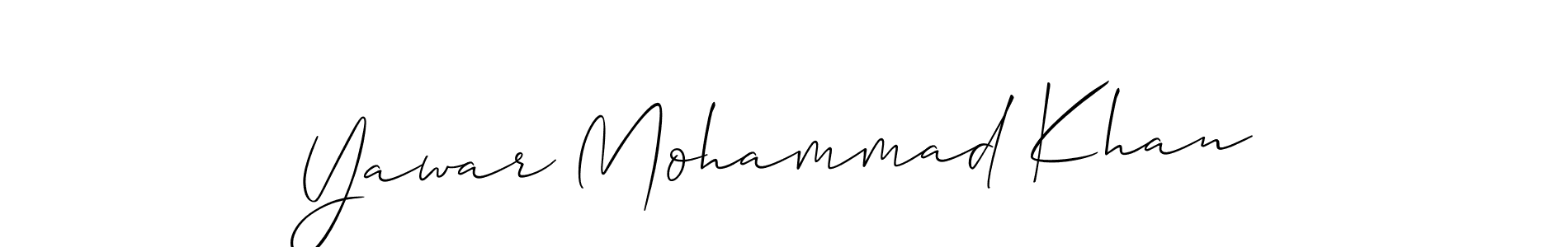 How to make Yawar Mohammad Khan name signature. Use Allison_Script style for creating short signs online. This is the latest handwritten sign. Yawar Mohammad Khan signature style 2 images and pictures png