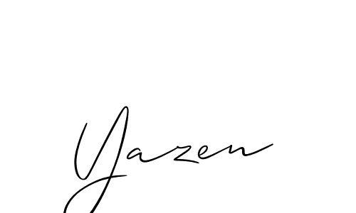 Make a beautiful signature design for name Yazen. With this signature (Allison_Script) style, you can create a handwritten signature for free. Yazen signature style 2 images and pictures png