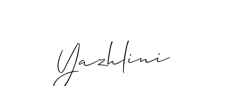 Use a signature maker to create a handwritten signature online. With this signature software, you can design (Allison_Script) your own signature for name Yazhlini. Yazhlini signature style 2 images and pictures png