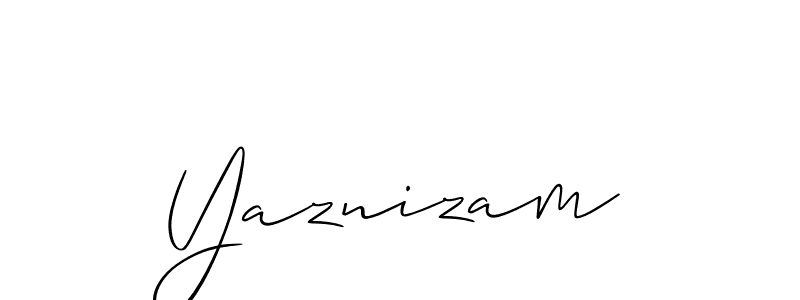 It looks lik you need a new signature style for name Yaznizam. Design unique handwritten (Allison_Script) signature with our free signature maker in just a few clicks. Yaznizam signature style 2 images and pictures png