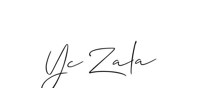 Create a beautiful signature design for name Yc Zala. With this signature (Allison_Script) fonts, you can make a handwritten signature for free. Yc Zala signature style 2 images and pictures png