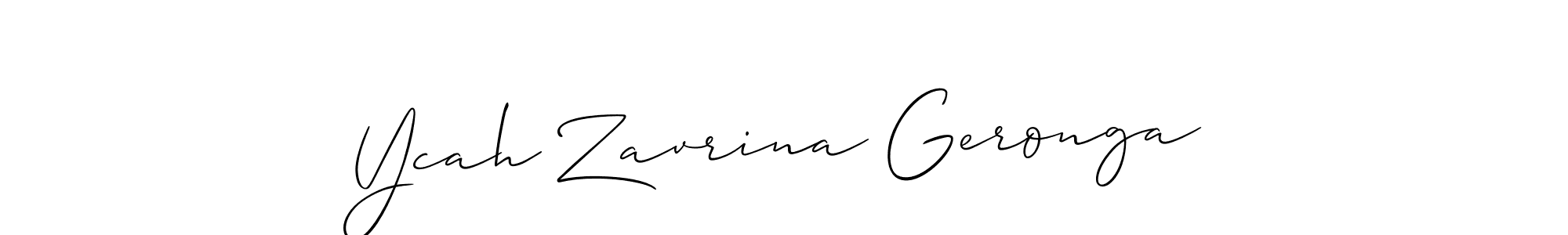 Ycah Zavrina Geronga stylish signature style. Best Handwritten Sign (Allison_Script) for my name. Handwritten Signature Collection Ideas for my name Ycah Zavrina Geronga. Ycah Zavrina Geronga signature style 2 images and pictures png