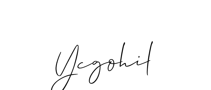 The best way (Allison_Script) to make a short signature is to pick only two or three words in your name. The name Ycgohil include a total of six letters. For converting this name. Ycgohil signature style 2 images and pictures png