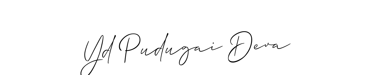 Allison_Script is a professional signature style that is perfect for those who want to add a touch of class to their signature. It is also a great choice for those who want to make their signature more unique. Get Yd Pudugai Deva name to fancy signature for free. Yd Pudugai Deva signature style 2 images and pictures png