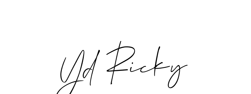 Create a beautiful signature design for name Yd Ricky. With this signature (Allison_Script) fonts, you can make a handwritten signature for free. Yd Ricky signature style 2 images and pictures png
