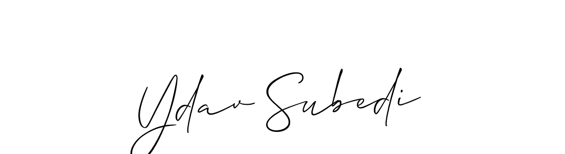 Make a beautiful signature design for name Ydav Subedi. With this signature (Allison_Script) style, you can create a handwritten signature for free. Ydav Subedi signature style 2 images and pictures png