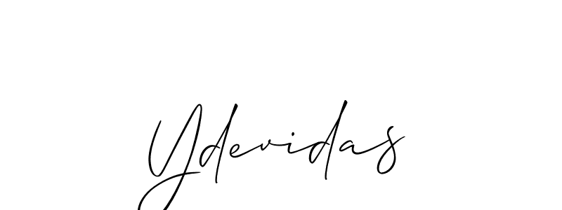 Use a signature maker to create a handwritten signature online. With this signature software, you can design (Allison_Script) your own signature for name Ydevidas. Ydevidas signature style 2 images and pictures png