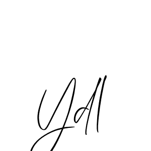 How to make Ydl signature? Allison_Script is a professional autograph style. Create handwritten signature for Ydl name. Ydl signature style 2 images and pictures png