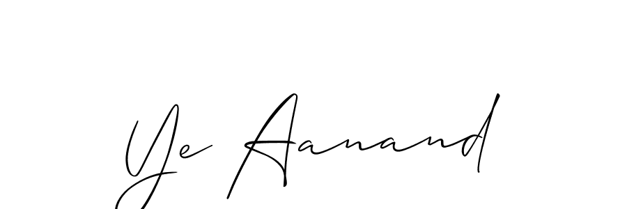 Allison_Script is a professional signature style that is perfect for those who want to add a touch of class to their signature. It is also a great choice for those who want to make their signature more unique. Get Ye Aanand name to fancy signature for free. Ye Aanand signature style 2 images and pictures png