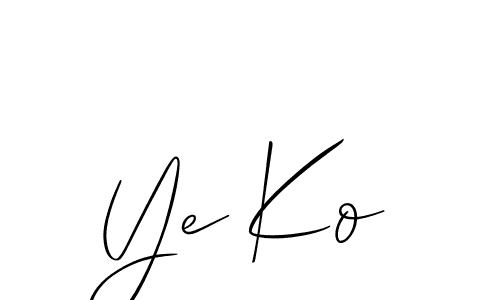 How to make Ye Ko name signature. Use Allison_Script style for creating short signs online. This is the latest handwritten sign. Ye Ko signature style 2 images and pictures png