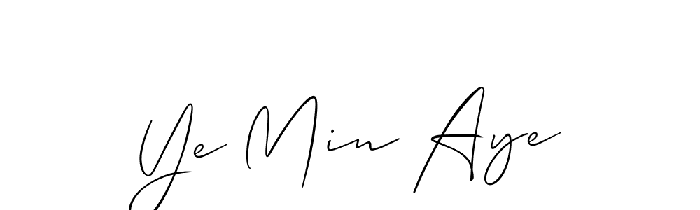 Similarly Allison_Script is the best handwritten signature design. Signature creator online .You can use it as an online autograph creator for name Ye Min Aye. Ye Min Aye signature style 2 images and pictures png