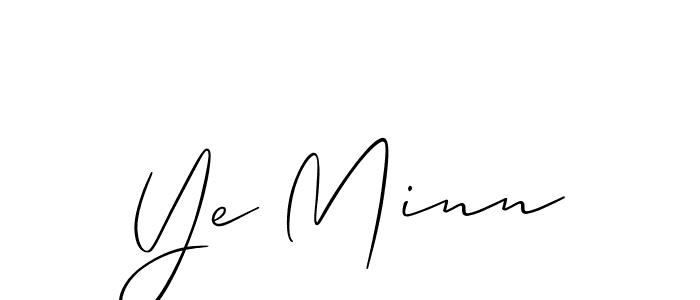 The best way (Allison_Script) to make a short signature is to pick only two or three words in your name. The name Ye Minn include a total of six letters. For converting this name. Ye Minn signature style 2 images and pictures png