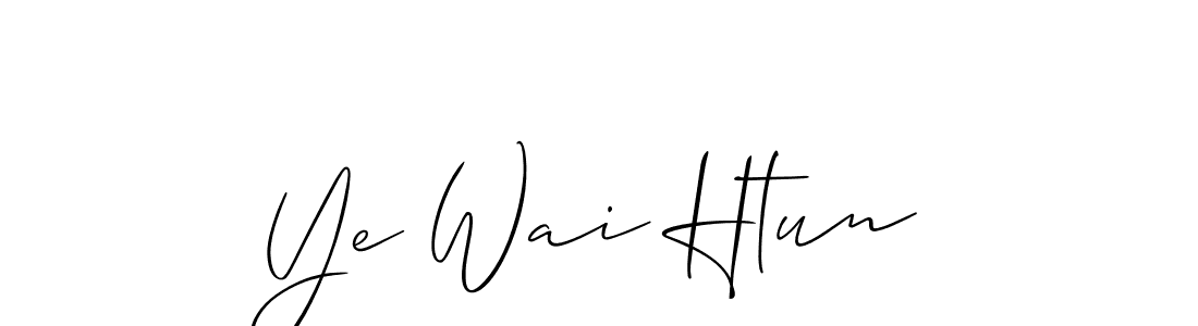 Also You can easily find your signature by using the search form. We will create Ye Wai Htun name handwritten signature images for you free of cost using Allison_Script sign style. Ye Wai Htun signature style 2 images and pictures png