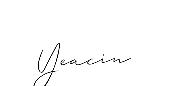 The best way (Allison_Script) to make a short signature is to pick only two or three words in your name. The name Yeacin include a total of six letters. For converting this name. Yeacin signature style 2 images and pictures png