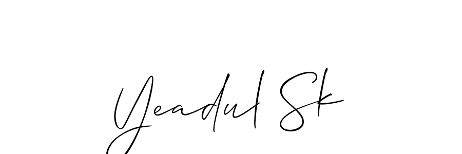 The best way (Allison_Script) to make a short signature is to pick only two or three words in your name. The name Yeadul Sk include a total of six letters. For converting this name. Yeadul Sk signature style 2 images and pictures png