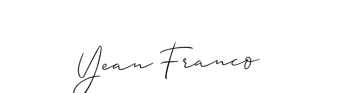 if you are searching for the best signature style for your name Yean Franco. so please give up your signature search. here we have designed multiple signature styles  using Allison_Script. Yean Franco signature style 2 images and pictures png