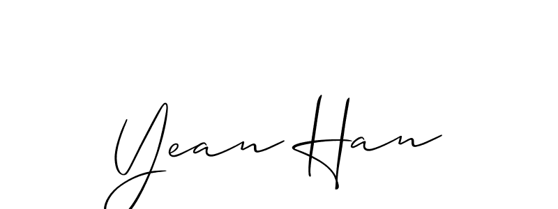 Design your own signature with our free online signature maker. With this signature software, you can create a handwritten (Allison_Script) signature for name Yean Han. Yean Han signature style 2 images and pictures png