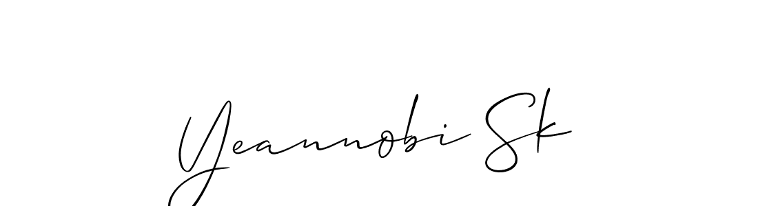 Use a signature maker to create a handwritten signature online. With this signature software, you can design (Allison_Script) your own signature for name Yeannobi Sk. Yeannobi Sk signature style 2 images and pictures png