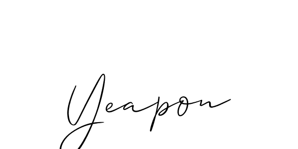 It looks lik you need a new signature style for name Yeapon. Design unique handwritten (Allison_Script) signature with our free signature maker in just a few clicks. Yeapon signature style 2 images and pictures png