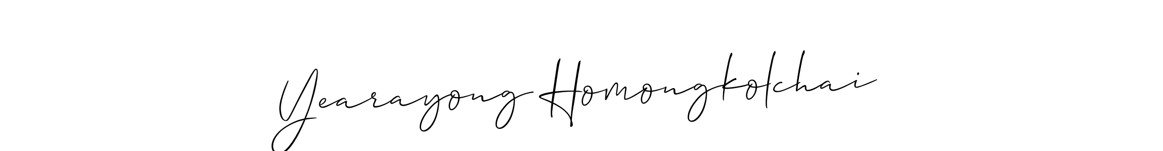 Create a beautiful signature design for name Yearayong Homongkolchai. With this signature (Allison_Script) fonts, you can make a handwritten signature for free. Yearayong Homongkolchai signature style 2 images and pictures png