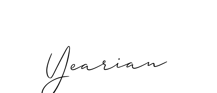 The best way (Allison_Script) to make a short signature is to pick only two or three words in your name. The name Yearian include a total of six letters. For converting this name. Yearian signature style 2 images and pictures png