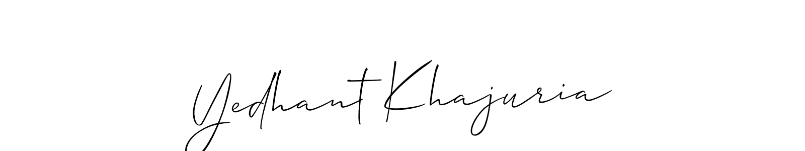 if you are searching for the best signature style for your name Yedhant Khajuria. so please give up your signature search. here we have designed multiple signature styles  using Allison_Script. Yedhant Khajuria signature style 2 images and pictures png