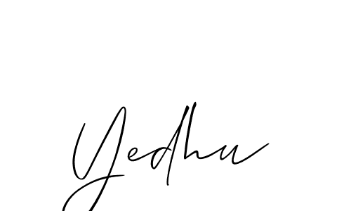 Use a signature maker to create a handwritten signature online. With this signature software, you can design (Allison_Script) your own signature for name Yedhu. Yedhu signature style 2 images and pictures png